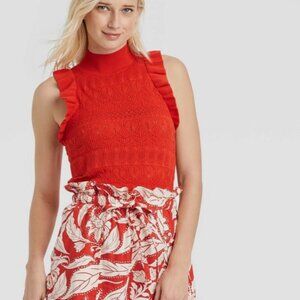NWT Who What Wear Red Sleeveless Medium Sweater Top